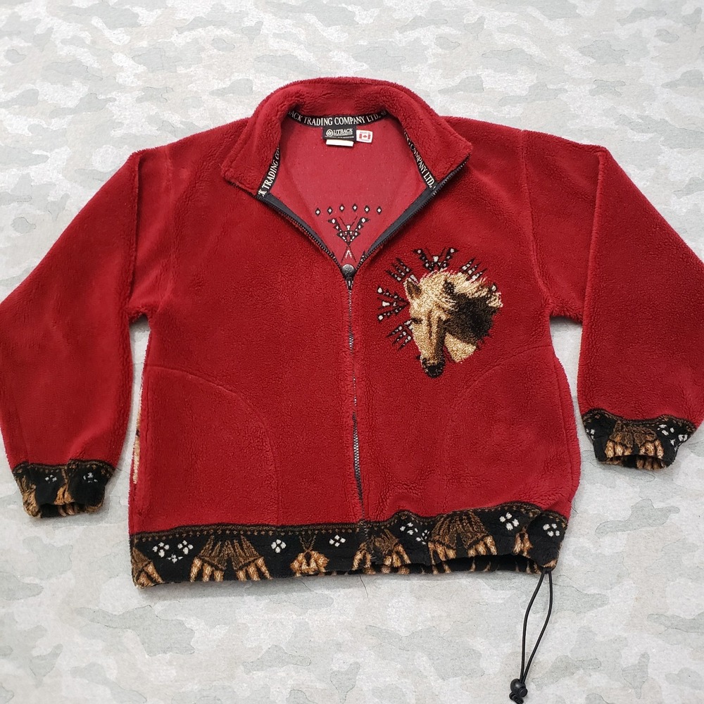 Outback Trading Company Sweatshirt Womens Small Red Full Zip